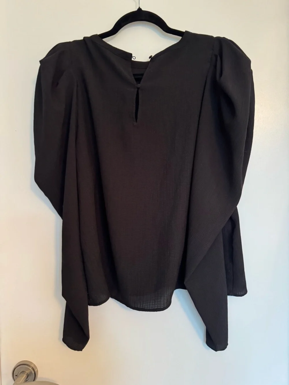 H&M Black Puff Sleeve Blouse Size Medium - Picture 3 of 8